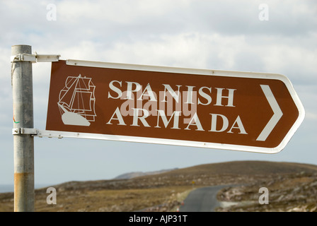 Segno sulla costa meridionale della strada penisola Corraun, County Mayo, Irlanda Foto Stock