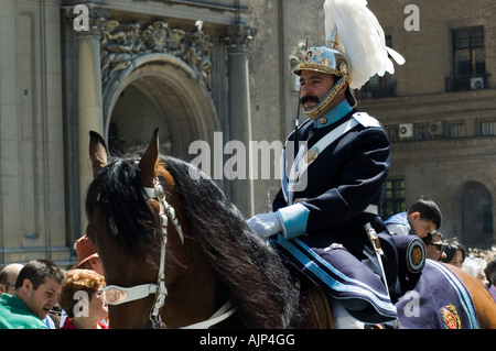 Tradizionale di polizia di guardia, Saragozza, Aragona, Spagna Foto Stock
