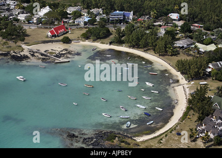 Vista aerea di Cap Malheureux bay in Mauritius Foto Stock