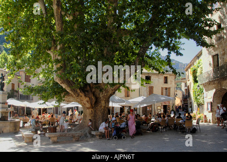 Place de la Libertie St Guilhem le Desert Herault languedoc Francia Foto Stock