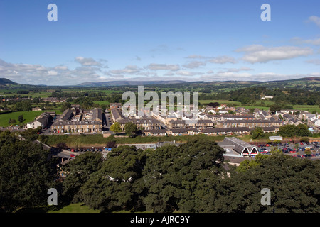 Parte di Clitheroe città vista dal Castello Foto Stock