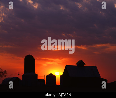 Tramonto sulla fattoria, Illinois USA, da Willard Clay/Foto Dembinsky Assoc Foto Stock