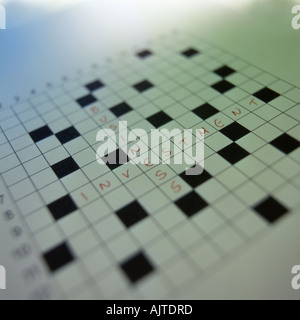 Cruciverba puzzle con le parole "business" e "investimento" scritto Foto Stock