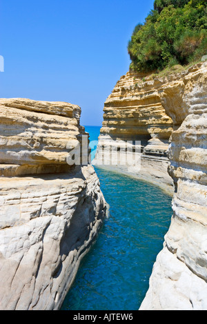 Roccia Arenaria formazioni IN SIDARI CORFU Foto Stock