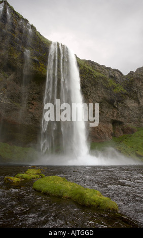 Cascata Seljalandsfoss vicino Thorsmork, Islanda Foto Stock