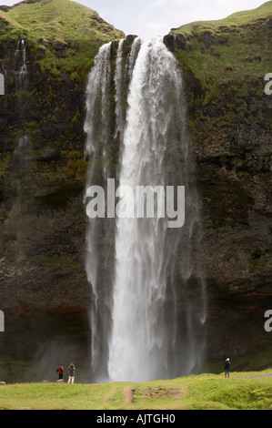 Cascata Seljalandsfoss vicino Thorsmork, Islanda Foto Stock