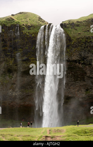 Cascata Seljalandsfoss vicino Thorsmork, Islanda Foto Stock