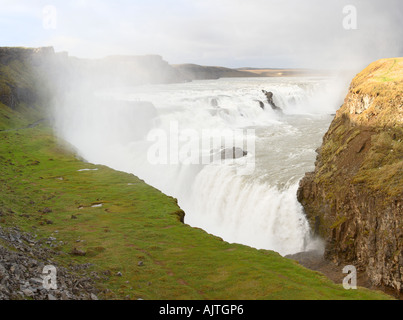 Cascate Gullfoss, Hvítá river, Islanda Foto Stock