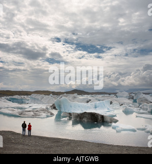 Jokulsarlon laguna glaciale, ghiacciaio Vatnajokull in Islanda Foto Stock