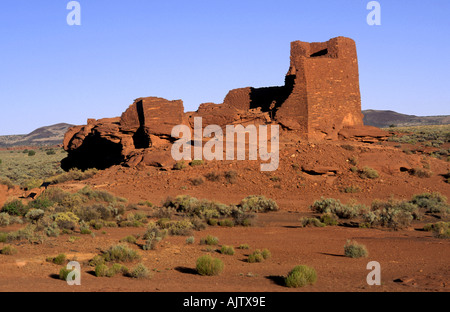 Wukoki Pueblo a sunrise, Wupatki National Monument, Arizona, Stati Uniti d'America Foto Stock