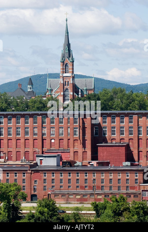 Amoskeag Mulini sul fiume Merrimack Manchester New Hampshire Foto Stock