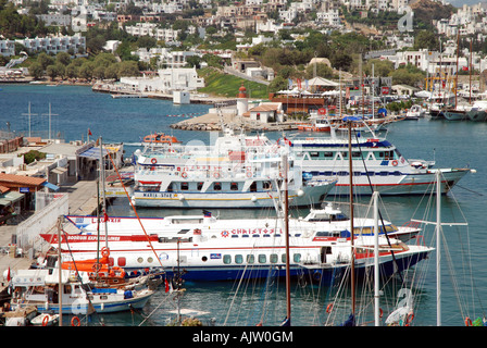 Vista sulla Marina a Bodrum dal Castello di Bodrum, Turchia Foto Stock