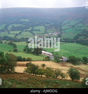 Le aziende agricole della valle Ewyas vicino a Llanthony Priory Wales UK Foto Stock