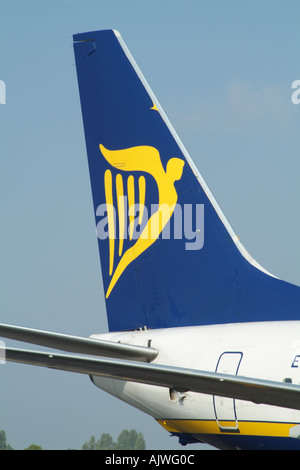 Ryanair impennaggi verniciato con logo sul Boeing 737 jet Foto Stock