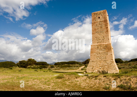 Torre de los Ladrones ladri torre nella riserva naturale di Dunas de Artola Cabopino Marbella Malaga provincia Spagna Foto Stock