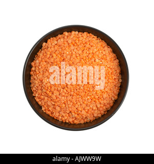 Essiccato di lenticchie rosse nel recipiente Foto Stock