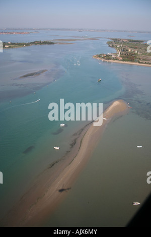 L'ingresso alla laguna di Venezia (Italia) dal mare Adriatico, vista aerea Foto Stock