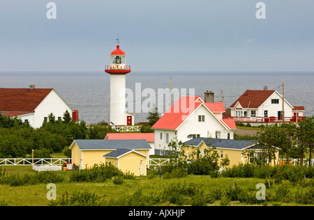 Faro di Cap de la Madeleine, Rivière-la-Madeleine, QC Quebec, Canada Foto Stock