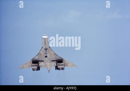 Aereo commerciale sbarco,i cieli blu, l'Aeroporto Internazionale di Miami Foto Stock