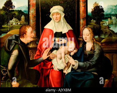 Maria con bambino con Sant'Anna e il santo Gioacchino di Joos van der Beke van Cleve Klee Anversa 1480 1540 Foto Stock