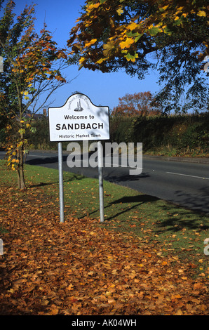 Benvenuto a Sandbach segno Cheshire Foto Stock