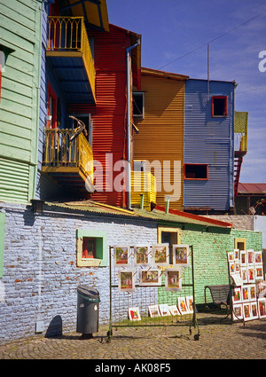 Tradizionale tipica coloniale colorate vie cityscape Caminito Boca Buenos Aires Argentina Sud America Latina Foto Stock