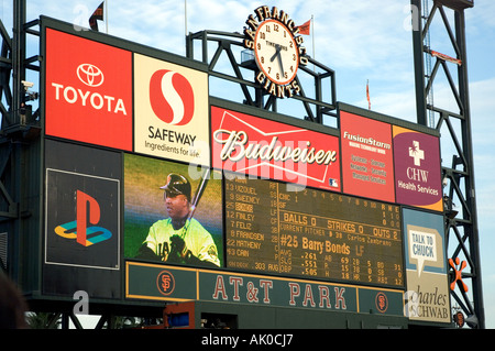 Barry Bonds sul Jumbotron Foto Stock