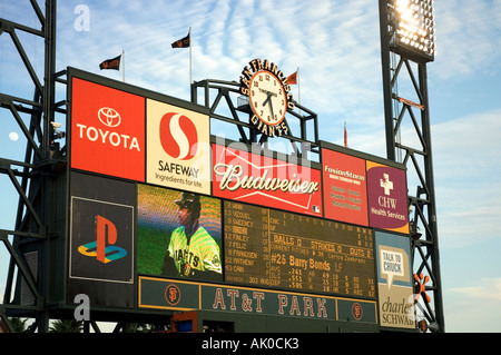 Barry Bonds sul Jumbotron Foto Stock