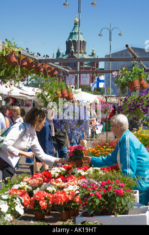 Fiore in stallo Kauppatori Market Square Helsinki Finlandia Foto Stock