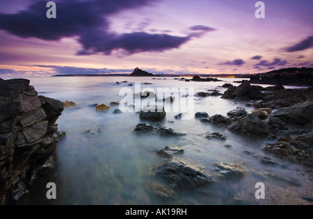 Tramonto spettacolare colpo a Venton Beach di St Michaels Mount a distanza Foto Stock