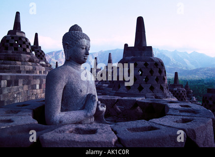 Viaggi, Indonesia, Java, il Borobudur, antico tempio buddista, Foto Stock