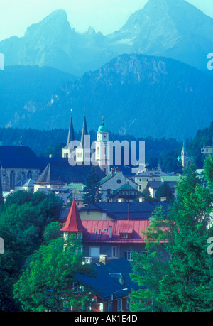 Berchtesgaden Baviera Germania con sul monte Watzmann Foto Stock
