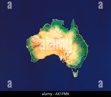 Illustrazione. Mappa di rilievo dell'Australia. Foto Stock