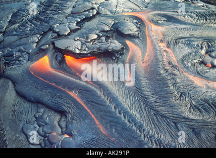 Hawaii. Montare il Kilauea. Close up di lava vulcanica di flusso. Foto Stock
