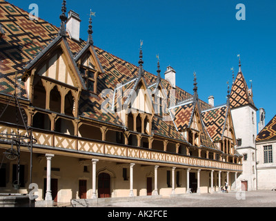 Hospices de Beaune o Hôtel-Dieu de Beaune, Beaune, Cote d'Or, Borgogna, Francia Foto Stock