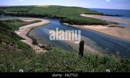 La foce del fiume Avon e Bantham sabbia vicino Bigbury sul mare, South Devon Foto Stock