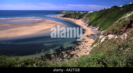 La foce del fiume Avon e Burgh isola vicino Bigbury sul mare, South Devon Foto Stock