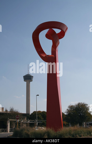 Torcia di amicizia e la Torre delle Americhe San Antonio Texas Novembre 2007 Foto Stock