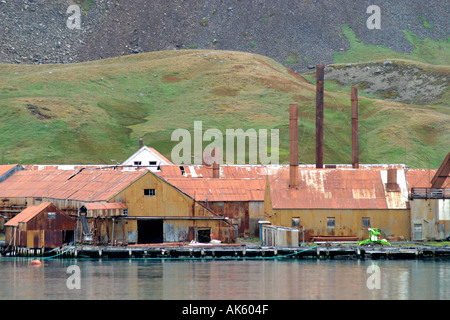 Grytviken ,sull Isola Georgia del Sud,l'abbandono della stazione baleniera dove Ernest Shackleton il corpo è sepolto. Foto Stock