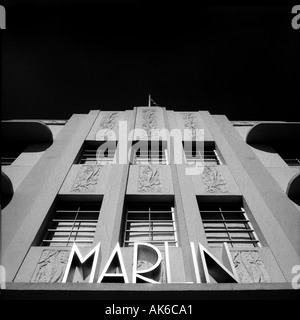 La facciata della Marlin hotel in Miami s South Beach Art Deco District Foto Stock