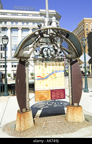 Città informazioni mappa nel centro di Milwaukee, Wisconsin WI Foto Stock