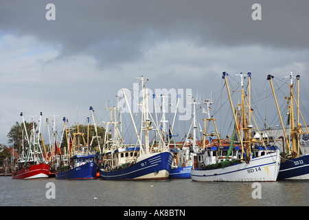 Barche da pesca in porto, Germania, Schleswig-Holstein, Buesum Foto Stock