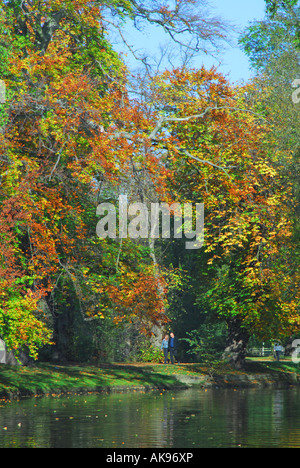 OXFORD autunno dal fiume Cherwell quando esso passa attraverso la Chiesa di Cristo Prato prima di unirsi con il fiume Tamigi Foto Stock