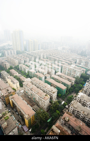 La Cina, nella provincia di Guangdong, Guangzhou, progetti di edilizia abitativa, vista aerea Foto Stock