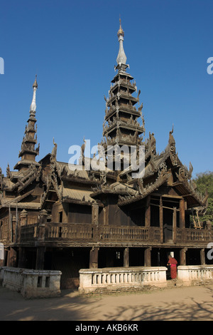 Myanmar, Bagan, antico monastero in legno di Nat Taung Kyaung (maggio-taung taik) Foto Stock