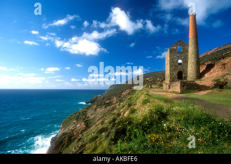 Wheal Coates dismesse miniera di stagno e motore abbandonati house North Cornish Coast Cornwall Inghilterra UK Regno Unito GB Gran Bretagna Foto Stock
