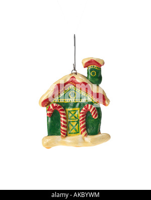 Cookie baubles Natale Xmas ornamento della casa di panpepato candy cane snow Foto Stock