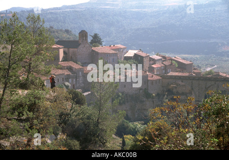 La storica fortificata Paese Cataro di Minerve, Herault 34, Languedoc-Roussillon, Francia Foto Stock