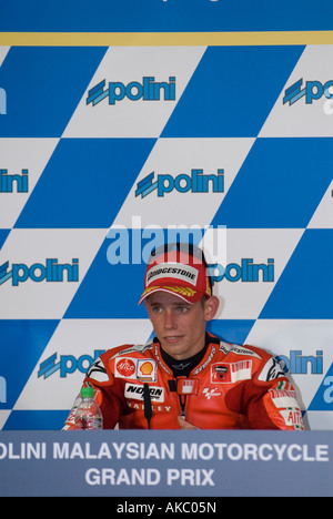 L'australiano Casey Stoner del Ducati Marlboro vincitore del 2007 Gran Premio Polini della Malesia Circuito di Sepang in Malesia a pres Foto Stock