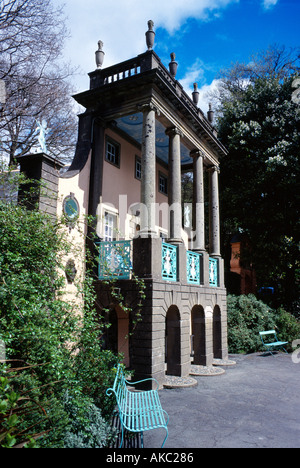 Portmeirion Italianamente Village Porthmadog Portmadoc Snowdonia Gwynedd North Wales UK Regno Unito UE Unione europea EUROPA Foto Stock